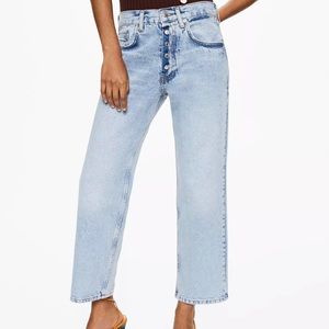 Mango
Women's Straight Leg Button Fly Crop Jeans In Light Blu